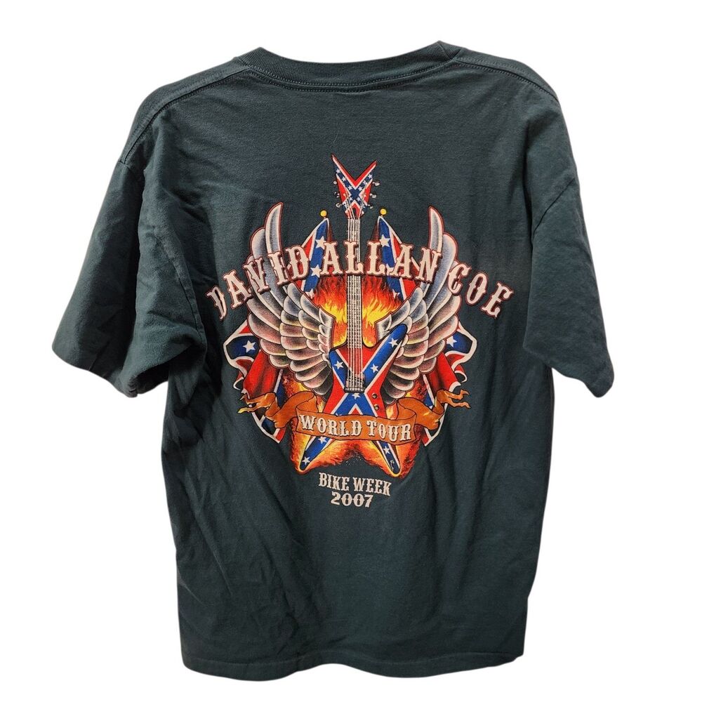 Harley Davidson David Allan Coe 2007 Bike Week Double Sided Tee USA L - Picture 5 of 7